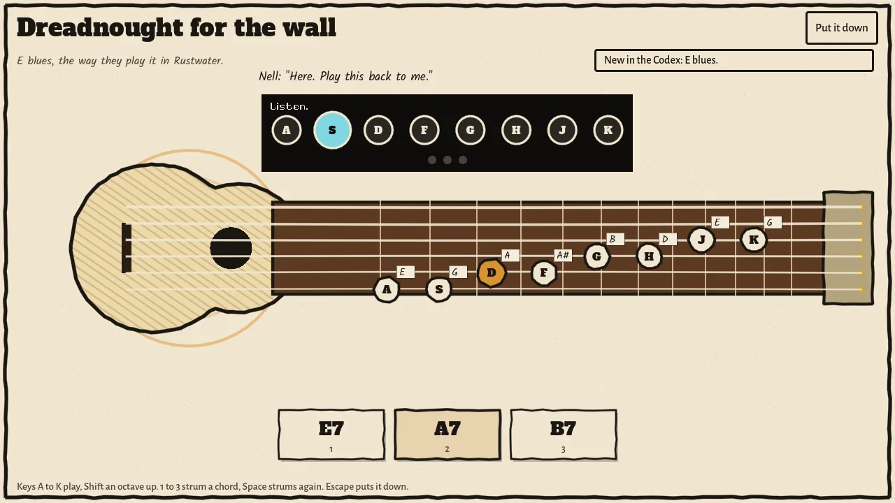 Jam mode: playing a finished dreadnought on the keyboard